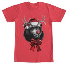 Cute Red Christmas Shirts, Red Christmas Shirt, Sweater Print, Red S, Red Nose, Red T Shirt, Bear T Shirt, Red T, Slim Fit Shorts