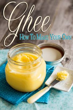 the cover of gheee how to make yogurt, with a jar and spoon