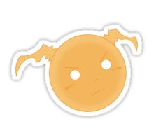 an orange smiley face sticker on a white background