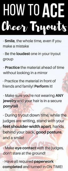 a poem with the words how to ace cheer tryouts on it, and an image of