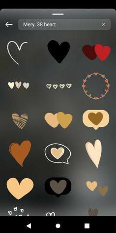 the heart stickers are arranged in different shapes and sizes