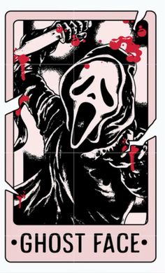 the ghost face playing card is shown in black and white