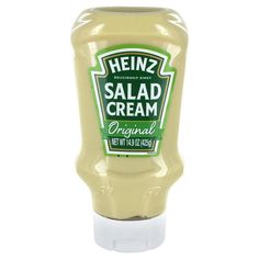 heinz salad cream is in a plastic container