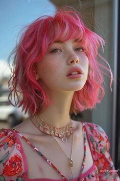 Hair Colorful, Hair Color Pink, Hair Inspo Color, Hair Color Trends, Hair Art, Short Hairstyles For Women, Pretty Hairstyles