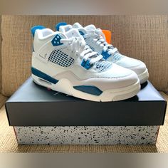 Brand New, Nike Air Jordan 4 Retro Gs Military Blue 2024. Size Is 7y = 8.5 Women’s Us. Comes With Original Box & 100% Authentic! Deadstock. Style Code: Hf4281-141 Beauty Apps, Custom Sneakers Diy, Nike Air Jordan 4 Retro, Nike Shoes Air Force, Nike Air Jordan 4