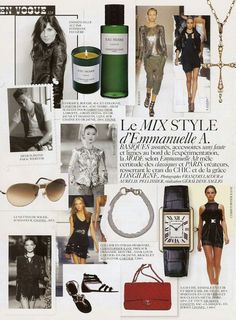 an article in the french fashion magazine le mix style, with pictures of models and accessories