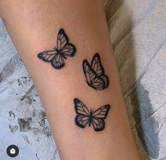 three butterflies tattoo on the ankle