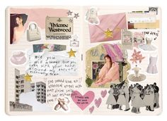 an open book with many different pictures and words on the pages, including paper dolls