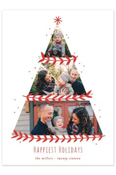 a christmas card with the words, happy holidays and three pictures of people on it