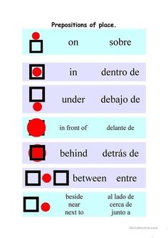 three different types of words in spanish with the same color and font on each one