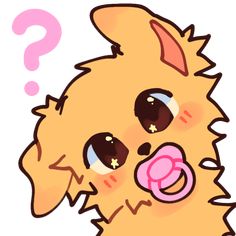 an image of a cartoon dog with question marks on it's face and nose