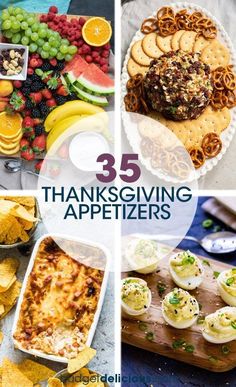 thanksgiving appetizers with the title overlay that reads, 35 thanksgiving appetizers