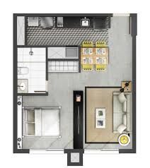 the floor plan of a studio apartment with one bed, two bath and living room