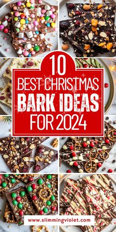 the best christmas bark ideas for 2021 with text overlays that reads, 10 best christmas bark ideas for 2020