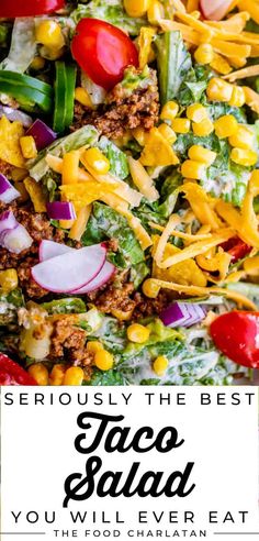 taco salad with text overlay that reads seriously the best taco salad you will ever eat