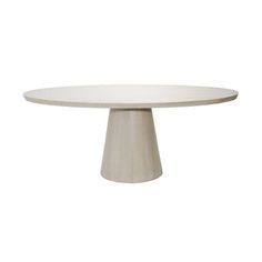 a white table with an oval top on a white background in the shape of a cone