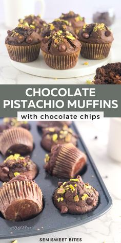 chocolate pistachio muffins with chocolate chips