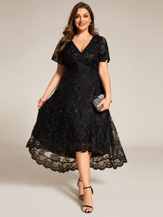 Elevate your wedding guest attire with our Plus Size Short Sleeves Embroidered Mesh A-Line V-Neck Midi Dress. This stunning dress features delicate embroidery on soft mesh, creating a graceful and elegant look. The flattering A-line silhouette and V-neckline enhance your curves, while the short sleeves offer a perfect touch of coverage. Ideal for weddings or special occasions, this dress combines comfort with timeless style. Fit: Please refer to size chart. Length: Midi. Sleeve Style: Short slee Pear Shaped Dresses, Midi Wedding Guest Dress, Mesh Midi Dress, Delicate Embroidery, Dress With Short Sleeves, Guest Attire, Wedding Attire Guest, V Neck Midi Dress, Guest Dress