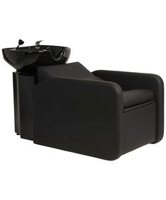 a black chair with a sink in it