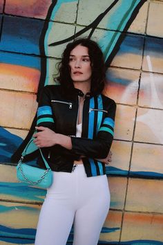 “The jacket brand you need to know now.” — Vogue.com Get 10% off your first order with code MIGHTYLOVE at checkout. Racer Jackets, Racing Stripes, Signature Hardware, Jacket Brands, Soft Black, Metallic Leather, First Order, Colorful Fashion, Blue And Green