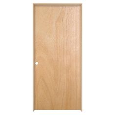 an empty wooden door on a white background