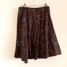 Description: Vintage Brown Cotton Knee Length Skirt with Blue Floral Embroidery  Measurementsstrong>Waist: 72cm, Hips: 120cm, Length: 55cm Knee Length Skirt, Vintage Brown, Floral Embroidery, Blue Floral, Labour Day, Knee Length, Art Collection, Womens Skirt, Bathing Beauties