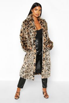 Petite Trench Coat, Leopard Print Faux Fur Coat, Brown Faux Fur Coat, Leopard Print Coat, Longline Coat, Petite Coat, Maxi Coat, Print Coat, Coat Design