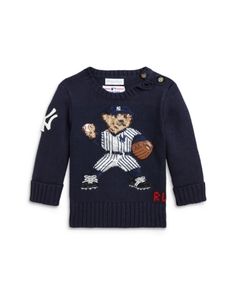 Ralph Lauren Unisex Polo Ralph Lauren Yankees Bear Sweater - Baby Ralph Lauren Polo Bear Sweatshirt, Polo Lauren, Bear Sweater, Hometown Heroes, Polo Bear, Polo Sport, Ralph Lauren Purple Label, Play Ball, Baby Sweaters