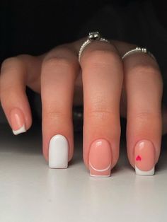 15 Cute Valentines Day Nail Design Ideas, Nail Inspo For Valentines Day, Biab Nails Valentines, Coffin Biab Nails, Short Gel Valentines Day Nails, Short Nails Ideas Valentines Day, Valentines Day Nails Biab, Valentines Day Simple Nails, February Nails French Tips