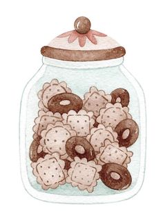 a jar filled with cookies sitting on top of a table