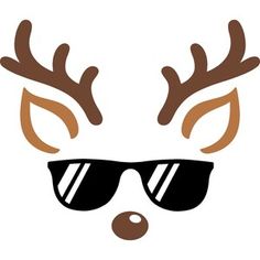 a reindeer with sunglasses and antlers on it's face