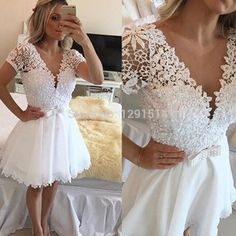 Prom Dress Short Lace, 8th Grade Formal Dresses, Homecoming Dresses For Teens, White Dresses Graduation, Formal Dresses Graduation, Short Party Dress, White Prom Dress