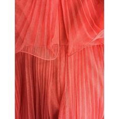 Vibrant coral colors with a ruffle at top and layered pleats at the skirt. Off-the-shoulder necklineShort sleevesRuffled around neckline and bodice. Pleated, layered skirt, concealed back zip and hook closureLined. Polyester.Dry clean. Short Sleeve Dresses With Folds For Spring, Spring Dresses With Folds And Short Sleeves, Flowy Pleated Dress With Ruffles For Spring, Spring Flowy Pleated Dress With Ruffles, Cocktail Pleated Dress With Ruffles, Sleeveless Ruffled Pleated Evening Dress, Red Flowy Ruffled Dress, Red Flowy Ruffle Dress, Red Dress With Ruffles And Flowy Skirt