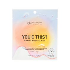 Avatara Vitamin C Water Gel Face Mask - 0.71oz Target Face Mask, Vitamin C Mask, Gel Face Mask, Mini Facial, Raspberry Ketones, Gel Mask, Normal Skin, Facial Masks, Combination Skin