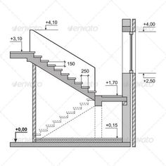 a drawing of a stair case with measurements