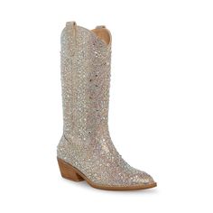 A classic cowboy boot gets a modern upgrade in the Madden Girl Redford boot. Tonal stitching details give this pair a Western appeal, while a low slanted block heel provide a subtle lift. Glittery Cowgirl Boots, Concert Diamond Cowgirl Boots, Glittery Cowboy Boots, Western Boots Sparkling, Sparkly Pink Cowgirl Boots, Girls Cowgirl Boots, Uzun Boy, Classic Cowboy, Madden Girl Shoes