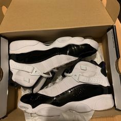 White And Black Jordan 6 Rings Brand New With Box Size : 5.5y Jordan 6 Metallic Silver, Jordan 6 Rings Confetti, 6 Rings Jordans, Jordan 6 Olympic, Jordan 6 Rings Black Ice, Jordan 6 Rings, Black Jordans, Womens Jordans, Swag Shoes