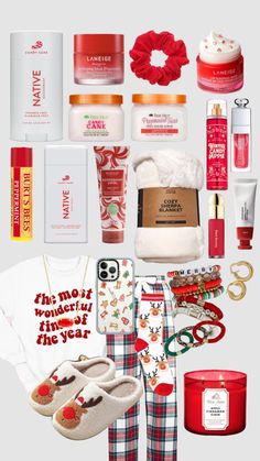 the contents of a woman's christmas gift set