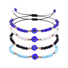 PRICES MAY VARY. Symbol for luck, wealth, protection and prosperity, this evil eye bracelets beads is believed to ward off misfortune. If you want to protect someone you care about from danger, then this evil eye bracelet set will be the perfect choice for you! With lengths ranging from 5 inches to a maximum of 9.5 inches, the ojo bracelet can be adjusted to fit your wrist size without worrying about sizing. Blue evil eye bracelet made with smooth cord and 4mm acrylic beads with approx. 8mm luci Adjustable Evil Eye Spiritual Beads, Symbol For Luck, Blue Evil Eye Bracelet, Beaded Evil Eye, Bracelets Dainty, Handmade Evil Eye, Eye Bracelets, Bracelets Adjustable, Eye Gift