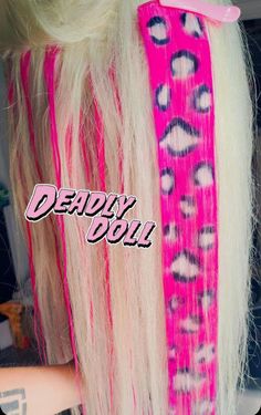 I love this one so much its time consuming but the pay off is worth it 💯 you get 2 of these hand painted human hair extensions with clips sewn on. Thank you guys so much I cannot thank you enough for keeping my creativity flowing and fueling my imagination 💕👑 Scene Hair Extensions, Deadly Doll, Scene Queen, Goth Rave, Scene Queens, Emo Kid, Scene Hair, Mall Goth, Pink Leopard