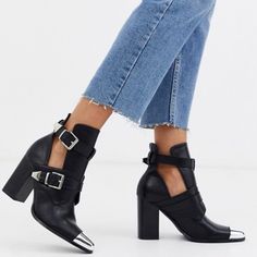 Pictured Above. New Never Worn Gorgeous Heels. Size Uk 8, Eu 41, Us 10 With Box Classy Edgy Outfits, Glastonbury Outfits, Cutout Boots, Lucky Brand Boots, Western Shoes, High Heel Ankle Boots, Fashion Vibes, Gorgeous Heels, Wedge Ankle Boots