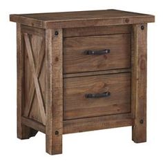 a wooden nightstand with two drawers