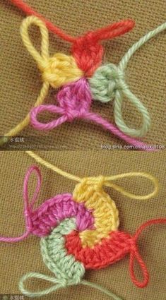 crochet is shown with two different colors