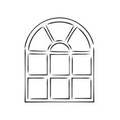 an arched window on a white background