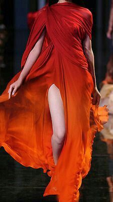 Drapery Dress, Fire Dress, Dragon Fire, Katniss Everdeen, Fashion Costume, 인물 사진, Gorgeous Gowns, Fantasy Fashion, Orange Dress