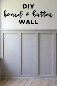 the diy board and batten wall decal is shown in black on a white wall