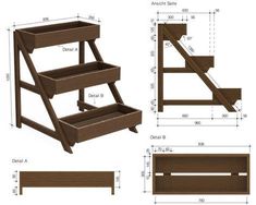 the plans for a bench with drawers are shown