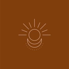 the sun is shining on top of a brown background with an orange and white outline