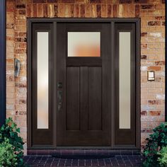 Bring the beautiful look of wood and the performance of fiberglass to your home with the Masonite Fiberglass Entry Door. Engineered to last a lifetime, these high-performance surface doors feature high-definition profiles for added architectural interest. Designed with an energy saving polyurethane door core, the maintenance-free proprietary fiberglass construction provides maximum protection and durability. Masonite 64-in x 80-in x 4-9/16-in Fiberglass Craftsman Right-Hand Inswing Walnut Staine Wood Entry Door With Sidelights, Modern Farmhouse Entry Door, Front Doors With Side Lights, Modern Wood Front Door, Front Doors With Sidelights, White Exterior Door, Door Core, Cheap Front Doors, Front Door With Sidelights