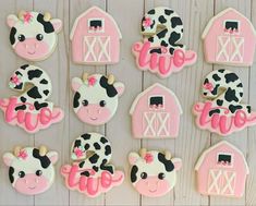 decorated cookies in the shape of farm animals